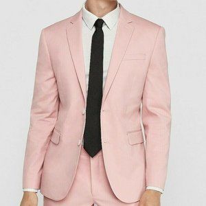 Pink Cotton-Blend Stretch Suit Jacket, Size 44s